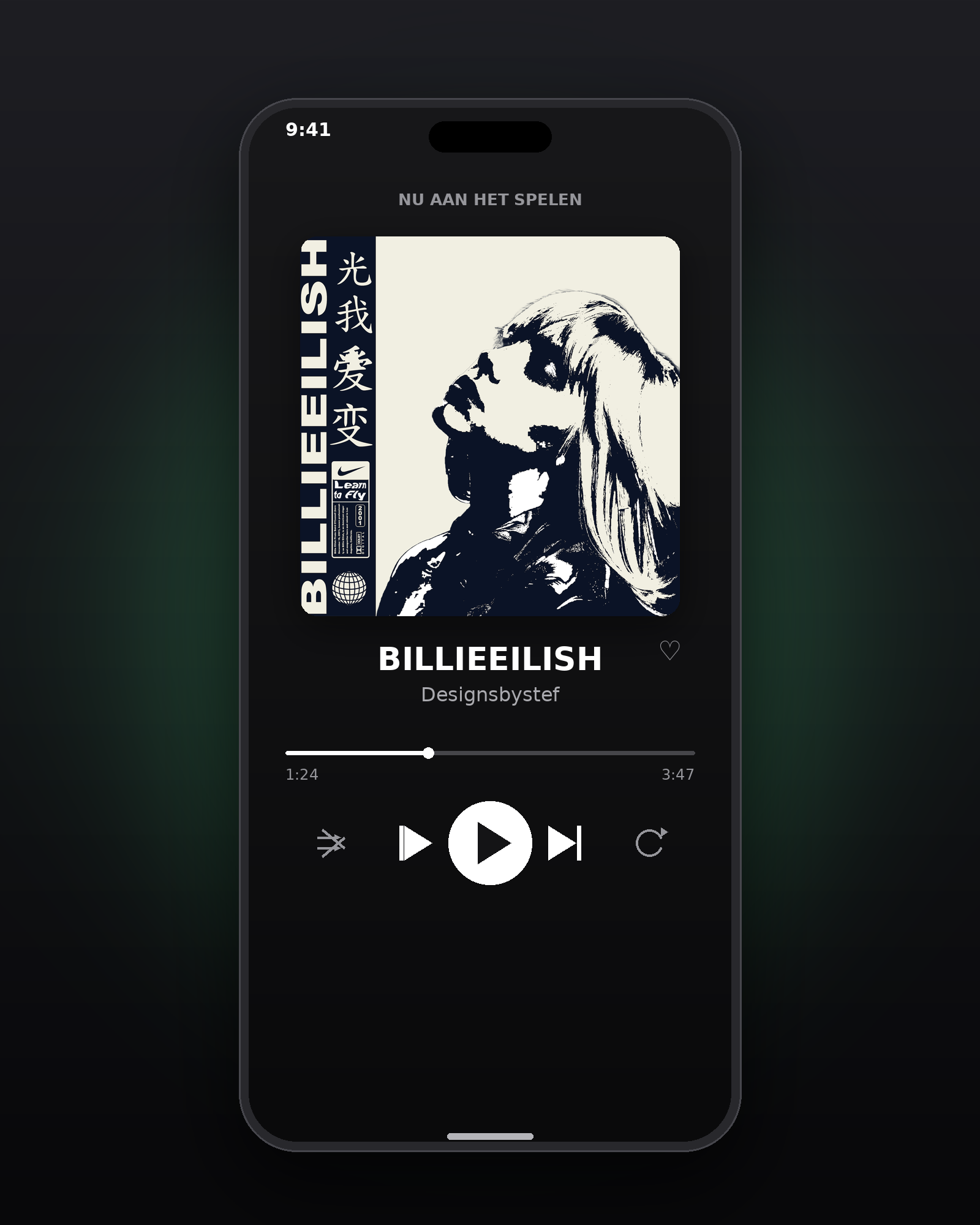 Billie Eilish — albumhoes ontwerp in muziekspeler